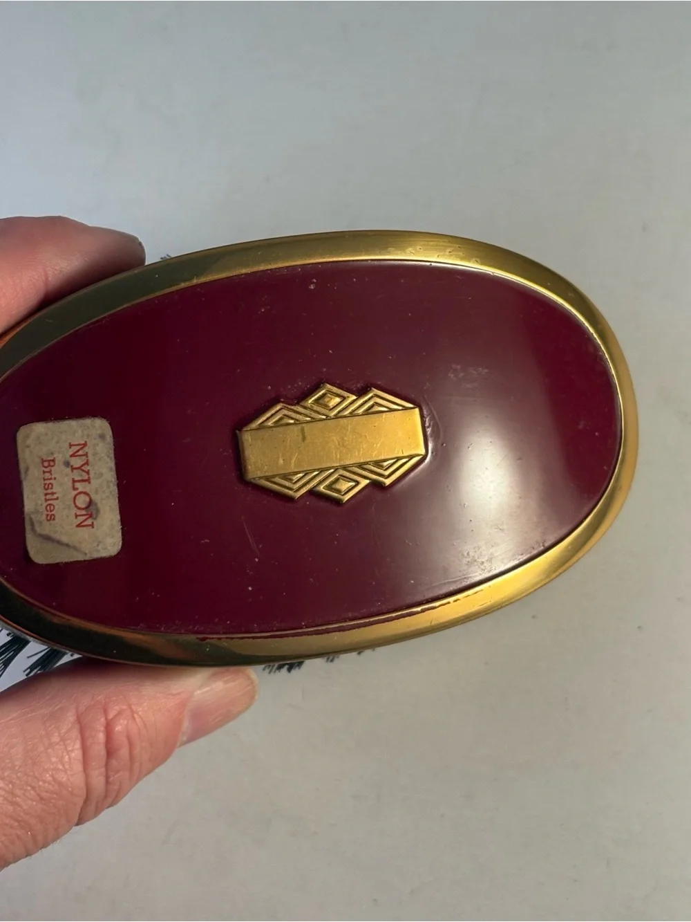 Vtg 40s 50s Cavalier Military Style Palm Hair Clothes Brush Nylon Bristle Box